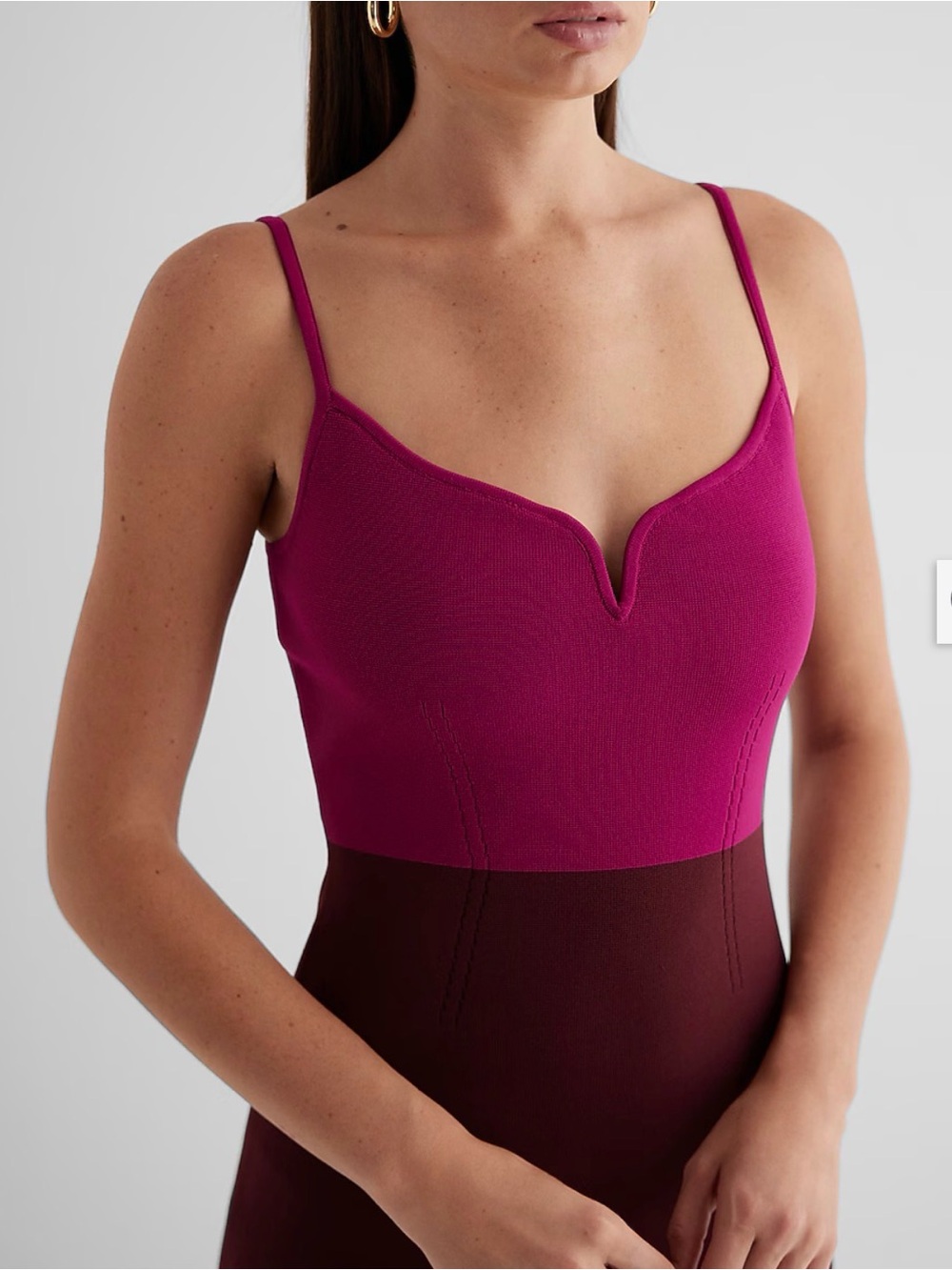 Body Contour Color Block V-Wire Sleeveless Midi Sweater Dress NWT - Picture 2 of 9
